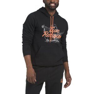 TRUE RELIGION Jet Black Script Buddha Pull Over Hoodie